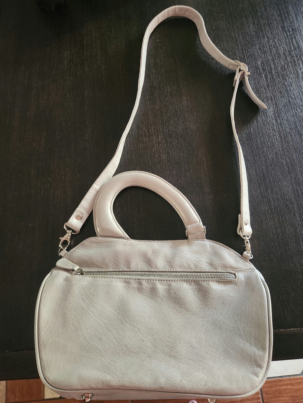 Elegant Light Gray  Women's Leather Crossbody Bag